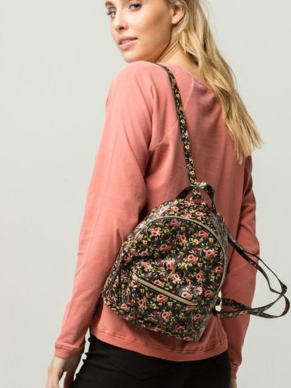 T-SHIRT & JEANS Printed Floral Pattern Mini Backpack